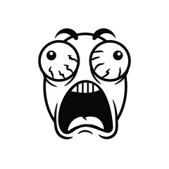 Obraz premium Scared and Shocked Face Emoji - Hand Drawn Doodle Style Expression with Large Eyes and Open Mouth - Isolated Vector Illustration