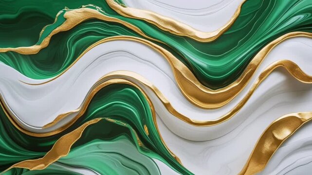 A modern marble aesthetic design that combines flowing emerald green, milky white, and metallic gold accents. Its texture creates an elegant three-dimensional effect.