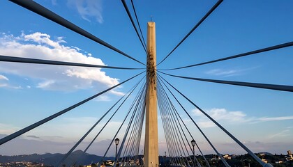 Fototapeta premium Cable-stayed bridge tower (1)