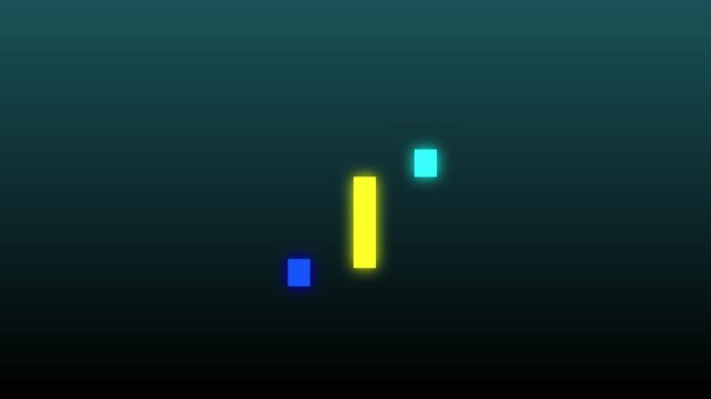  Vertical bars changing to rotating squares loading animation. Geometric shapes loading .4k video