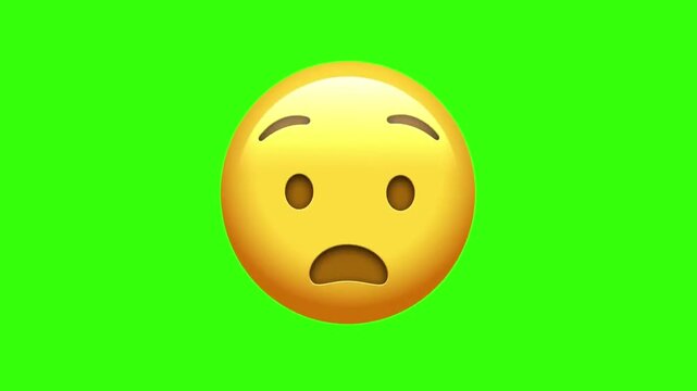 3D Animated Flushed Surprised Face Emoji (Green Screen)