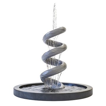 77 Front view of spiral jet water fountain isolated on a white transparentbackground