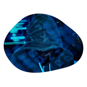 Working hacker png badge element, transparent background