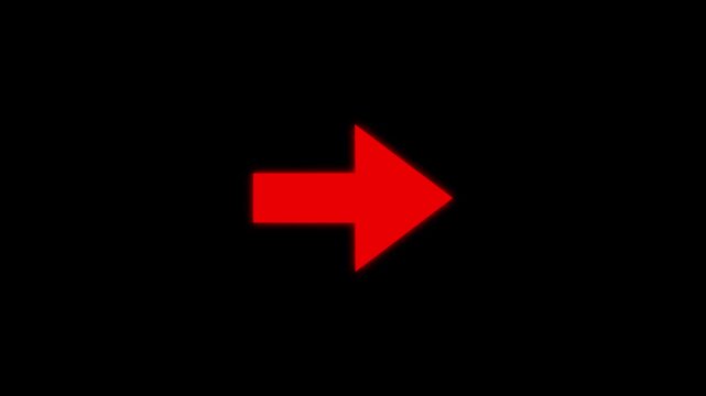 Glowing colorful arrow icon pointing right on black background. Minimal modern direction symbol with neon glow effect.