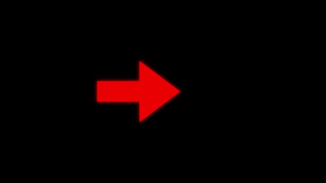 Glowing colorful arrow icon pointing right on black background. Minimal modern direction symbol with neon glow effect.