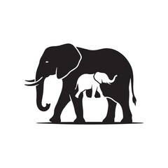 Obraz premium Majestic Elephant Silhouette Vector in Black and White Minimal Wildlife Illustration