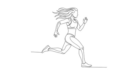 Fototapeta premium Minimalistic Line Drawing Of Athletic Woman Running Sport And Fitness Concept