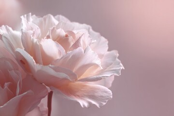 Obraz premium Delicate pink peony blossom in soft focus light