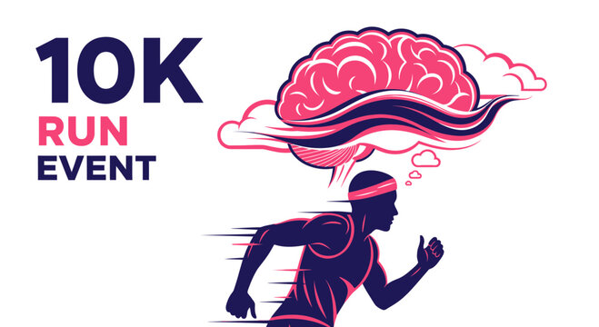 Mental Endurance And Physical Stamina: Conceptual Illustration For A 10K Run Event