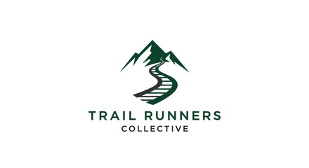 Obraz premium Mountain Trail Logo Design For Trail Runners Collective On A Clean White Background