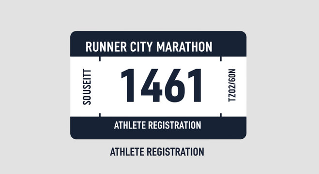 Marathon Race Bib Number Design with Runner Registration Information Graphics