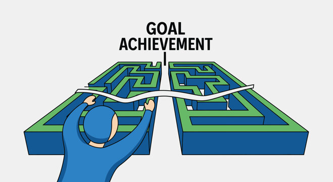 Navigating The Path: Reaching The Goal Through Strategic Planning And Goal Achievement Concept