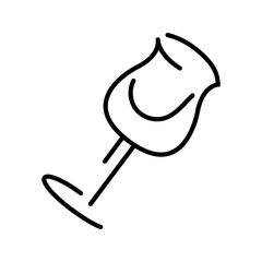 Fototapeta premium Wine glass icon. Food and wine line symbol. Black and white.