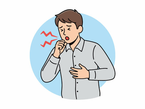 Man coughing with chest pain and respiratory symptoms vector