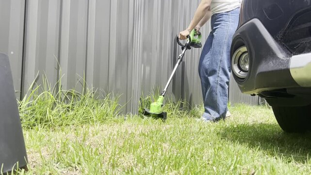 Cordless Grass Trimmer Edging Lawn Border Gravel Path Garden Maintenance Work