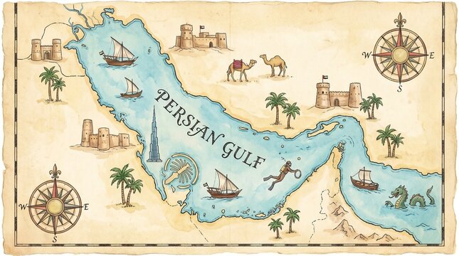 Persian Gulf illustrated map
