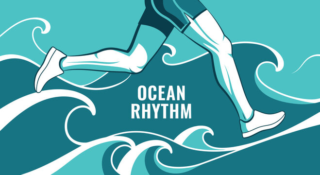 Ocean Runner: A Dynamic Vector Illustration of Movement, Sport, and Coastal Energy