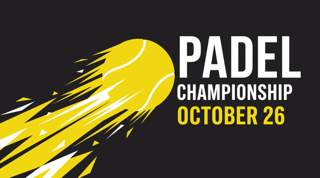 Dynamic Padel Championship Design Featuring a Tennis Ball with Velocity and Bold Colors