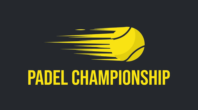 Dynamic Padel Championship Design Featuring a Fast-Moving Tennis Ball on a Dark Backdrop