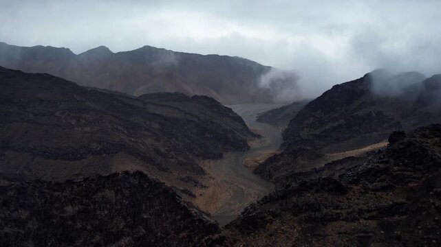 Cinematic View Of Folded Terrain In Gobi Desert, Noyon Uul, Mongolia