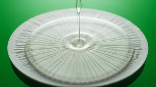 Water dripping on glass plate surface.