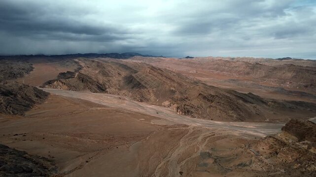 Cinematic Shot Of Syncline Layers In Remote Terrain, Noyon Uul, Mongolia