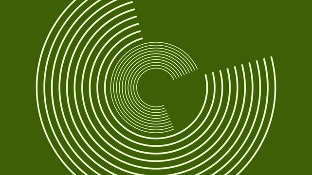 Abstract dark green background two line circle segments spinning center frame motion graphic modern minimal aesthetic 4K seamless loop abstract video background