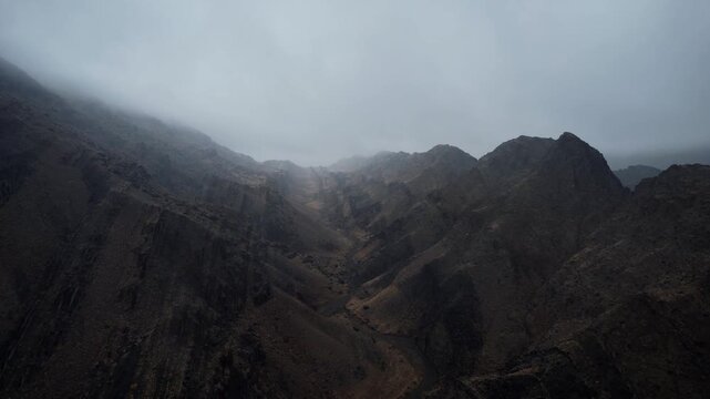 Cinematic Aerial Of Rugged Syncline Rock Structure, Noyon Uul, Mongolia