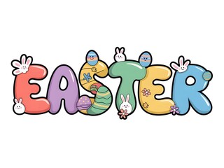 Fototapeta premium Easter Fun Friendly Design with Cute Spring Festive Elements