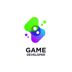 Obraz premium Modern abstract game developer logo design with colorful gradient geometric shapes. EPS Editable. Vector Illustrations.