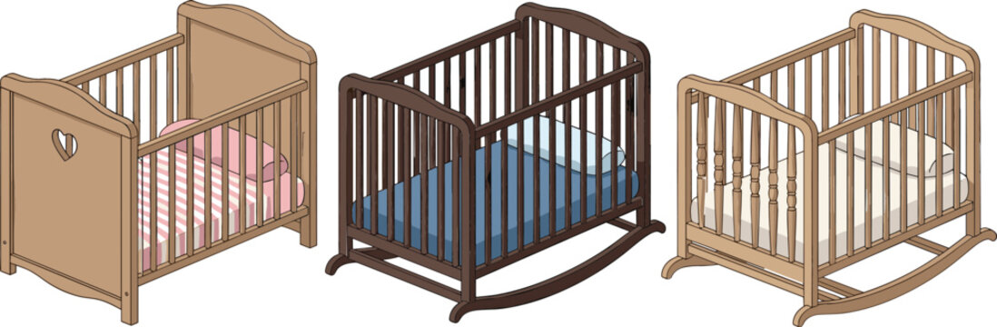 Baby Crib Collection with Wooden Nursery Beds and Rocking Cots for Infant Room Furniture and Childcare Design