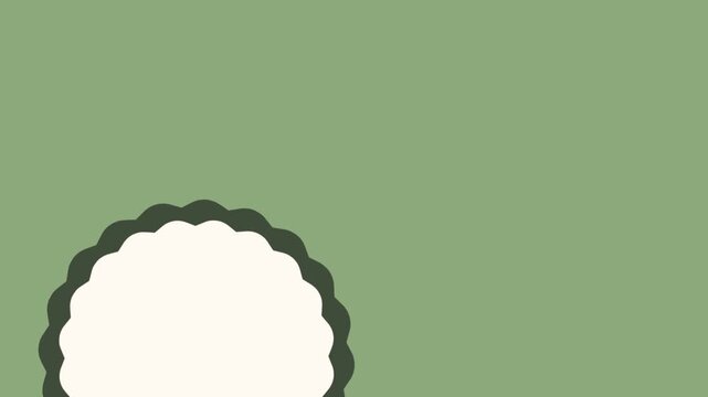 Abstract olive green background waiting cream white circle stamp spinning dark circular stamp motion 4k seamless animation