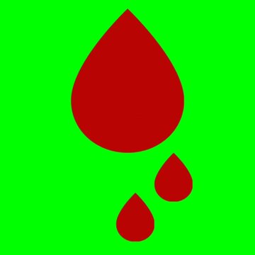 Blood Drop with Heart Animation on Green Screen Background