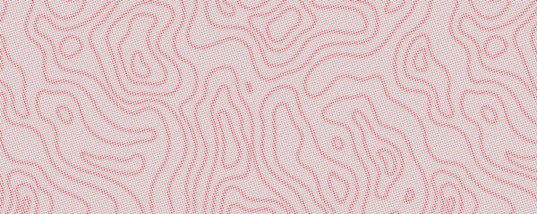 Fototapeta premium Red Halftone Topographic Map Background with Minimalist Contour Line Pattern. Vector Illustration