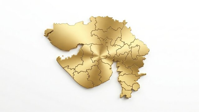 Metallic Gold Gujarat Map &ndash; Minimal Luxury Design Background