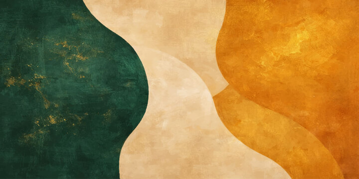 Vintage parchment backdrop featuring aged paper texture with grunge effects, brown paint waves, and floral pattern curves for an artistic vector illustration design