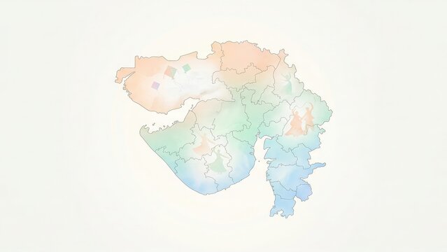 Calm Aesthetic Gujarat Map with Festival Elements &ndash; Modern Poster