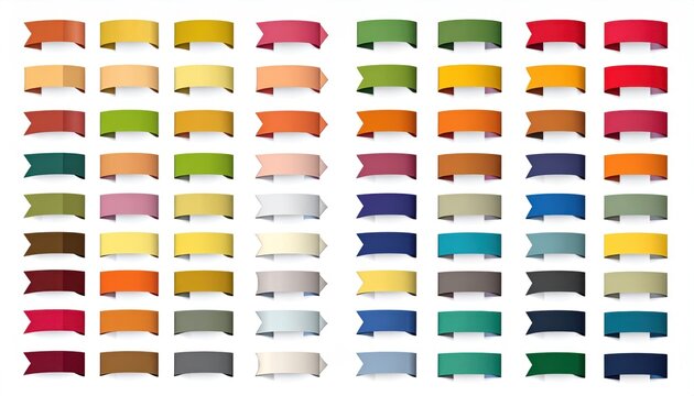 Collection of colorful ribbon banners for graphic design elements.