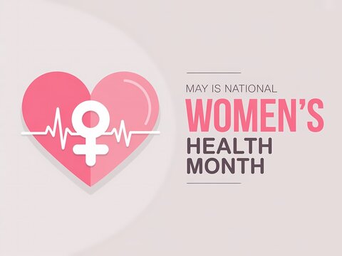 National womens health month concept with heart symbol and female sign