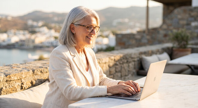 Woman Working Remotely on Laptop
