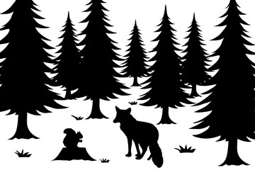 Fototapeta premium Silhouette nature png, wild animal in forest collage element, transparent background