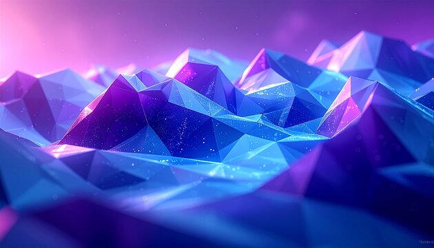 Modern Low Poly Geometric Triangle Mesh Blue Purple Abstract Background