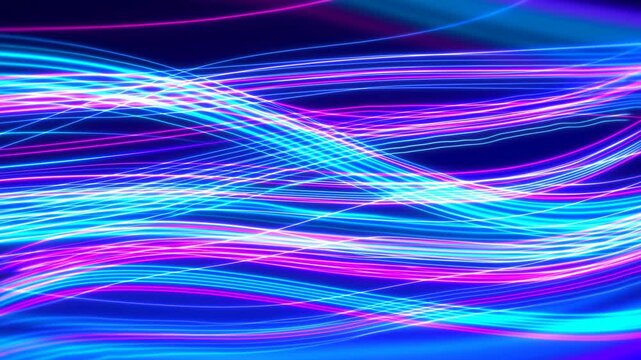 Colorful Wave Visuals. Energized Neon Ribbons And Pulses Generate Engaging Music Visuals Scene
