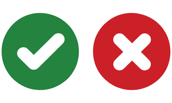 Green check mark and red cross circle icons representing comparison of correct and incorrect choices
