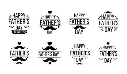 Obraz premium Father’s Day typography bundle vector black white minimalist design set