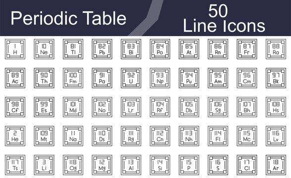 Periodic Table Line Icons Set for Chemistry and Science Design