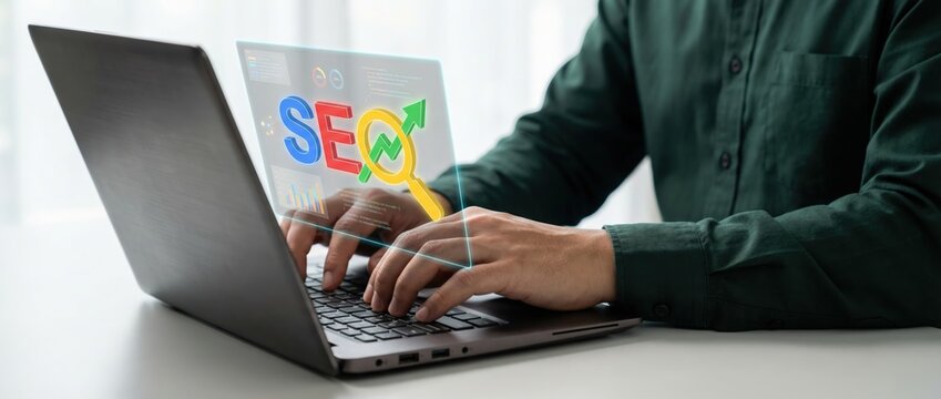 Seo optimization techniques digital workspace article online environment overhead view effective strategies for boosting website ranking