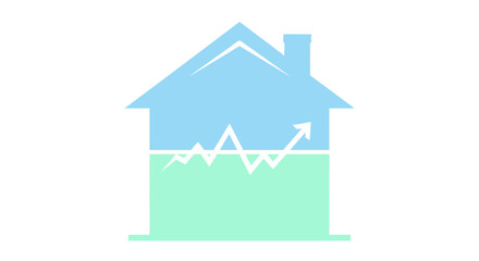Fototapeta premium Real Estate Growth Chart Icon: House with Upward Trend Arrow