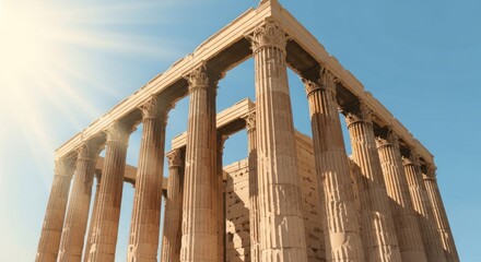 Fototapeta premium Temple of Olympian Zeus Ancient architectural marvel in Athens Greece.