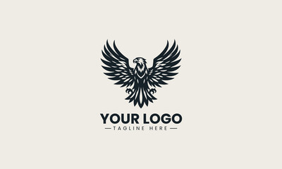 Fototapeta premium Majestic black eagle vector logo is designed with royal crown for professional heraldry and luxury corporate branding projects